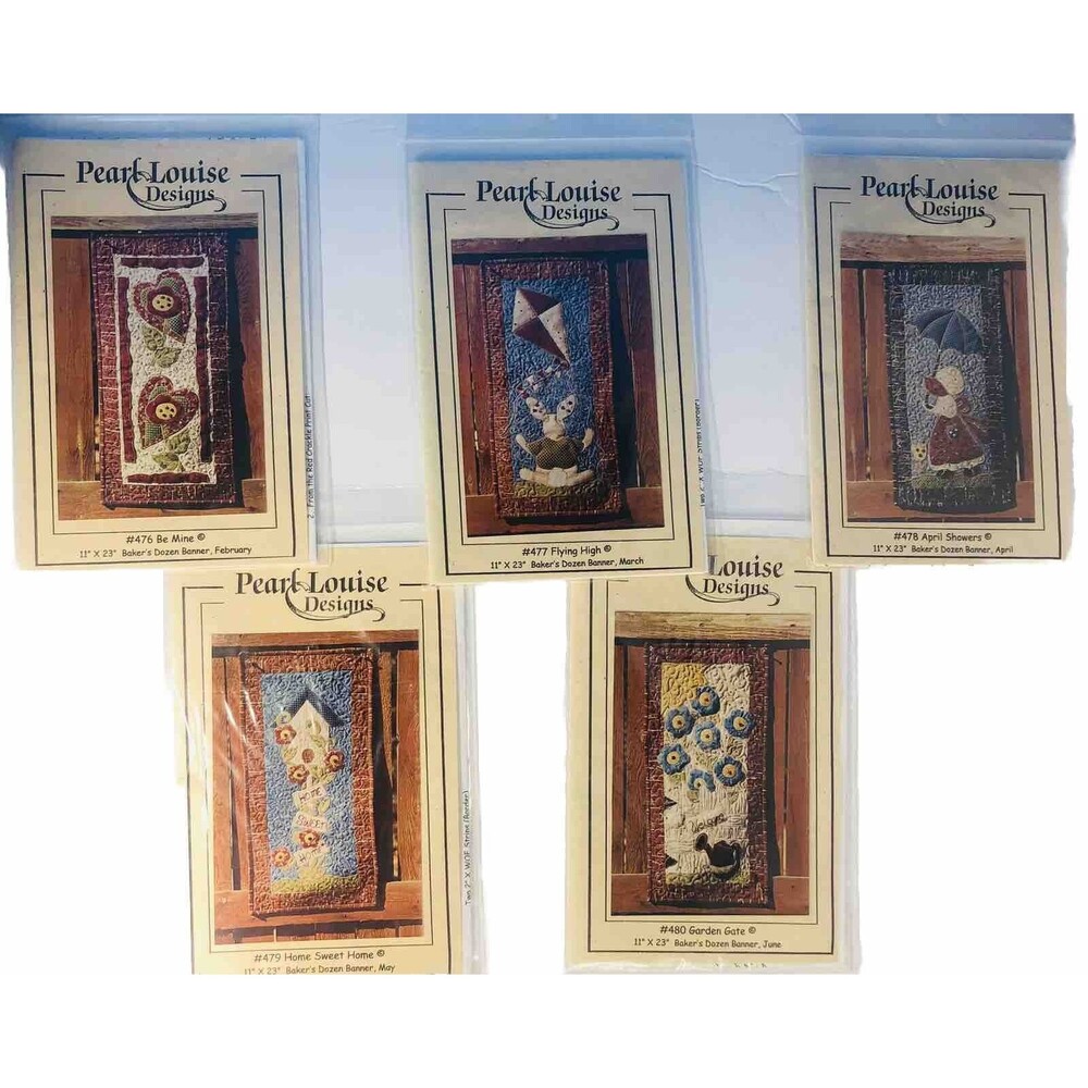Lot of 5 QUILT Wall Banners - Pearl Louise Designs 476-480  Feb-Mar-Apr-May-June - Picture 3 of 8